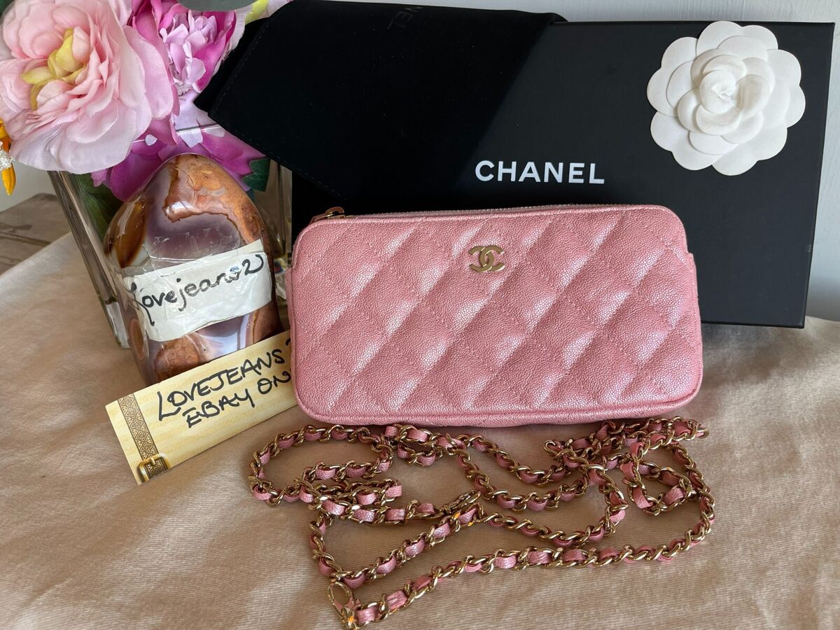 Chanel Caviar WOC Chain Wallet Iridescent Pink Double Zip Chanel Caviar WOC Chain Wallet Iridescent Pink Double Zip