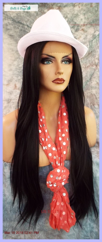 PELUCA DELANTERA LARGA RECTA SEGURA CONTRA EL CALOR COR 1B NEGRA SEXY HERMOSA VENTA EN EE. UU. 265 B Foto 4 de 4