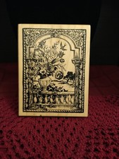 Rubber Stamp Flower Vase on Peaceful Porch 3 1/2 X 4 1/2" New So Pretty