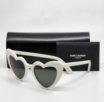 🍀SAINT LAURENT LOULOU YSL SL181 003 Ivory/Grey Heart Sunglasses