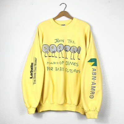 March Of Dimes Yellow Graphic Fleece Sweatshirt New York Michigan XXL Plus Size