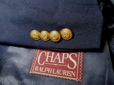 42R Ralph Lauren Chaps Hopsack POLO Navy Gold Button Blazer Jacket sport Coat