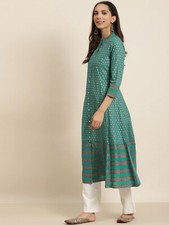 YASH GALLERY Women's Plus Size Cotton Floral Printed Green Anarkali Kurta