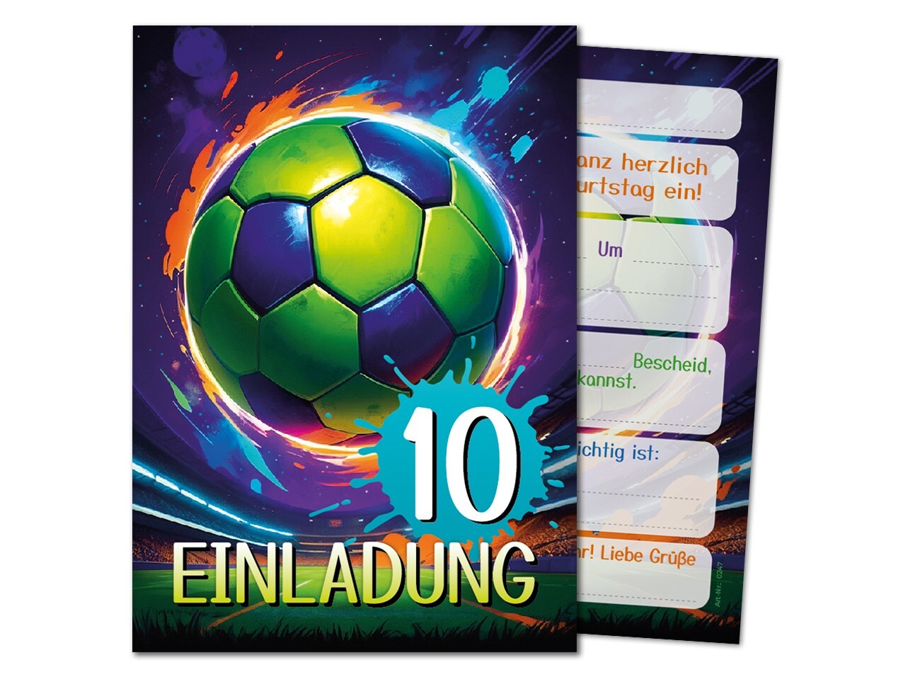Einladungskarten 10. Kindergeburtstag Fußball Jungen zehnte Geburtstag Fussball