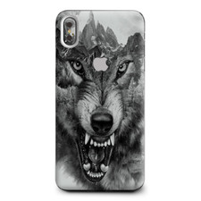 Skins Decal Wrap for Apple iPhone XS Max-Angry Wolf Growling Mountains