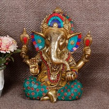 Big Brass Ganesha Idol Ganpati Murti for Home Entrance Ganesha Statue Bhagwan
