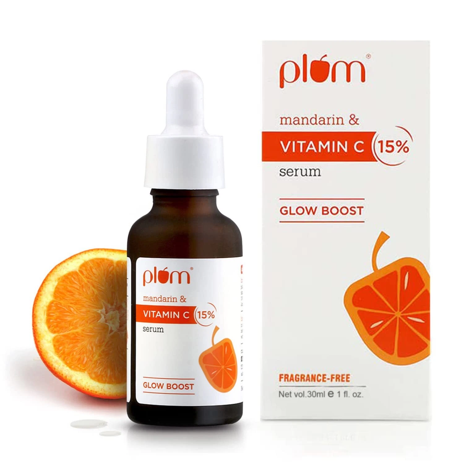 Plum 15% Vitamin C Face Serum with Mandarin Glow Boost For Glowing Skin, 30ml