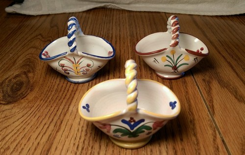 Kunst und Handwerk Fries-Arauner Augsburg Lot of 3 Mini Ceramic Baskets 