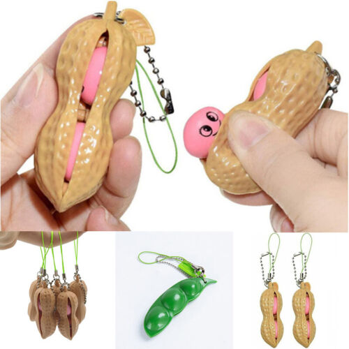 Squeeze Bean Pea Pod Relief Autism ADHD Keyring Anti-Anxiety Toy UK Pop Stress - Afbeelding 1 van 14