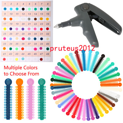 Ligature Gun / 1040 ties Rubber Bands for Orthodontic Dental Braces Brackets