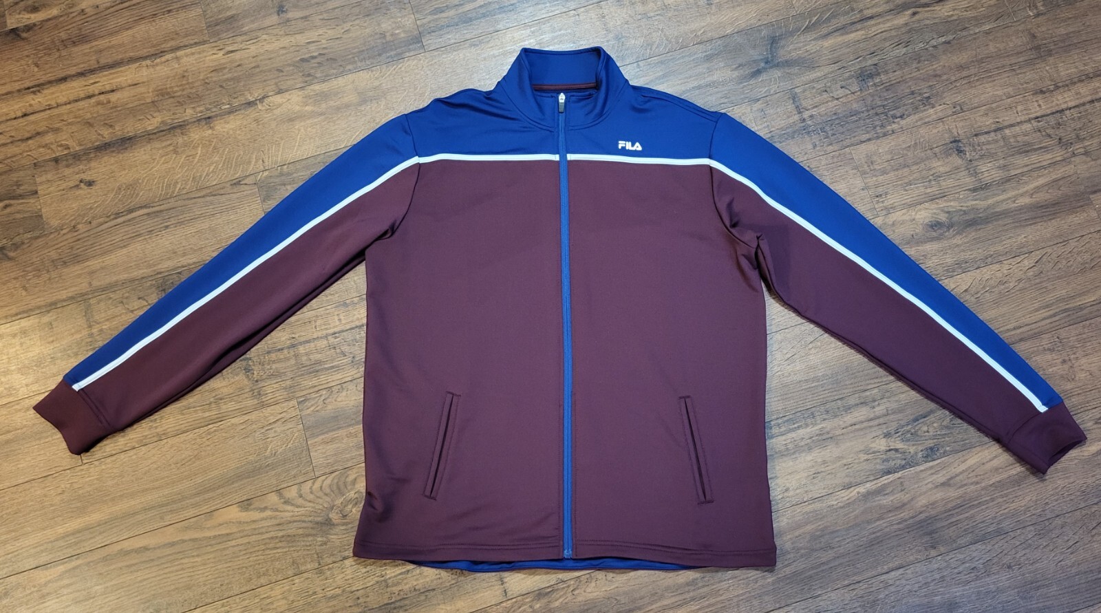FILA Sport Giacca Tuta Uomo Track Top Rosso Marrone Navy 2XL Full Zip Prima Fila