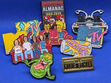 Pop Culture Enamel Pin Lot. BTTF,MTV,King Of The Hill, Golden Ticket And More!