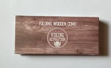 VIKING REVOLUTION FOLDING WOODEN BEARD COMB WITH CARRYING POUCH