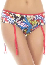 Wonder Woman Comic Pantie Removable Garter 2X Plus Girl Power Fan Wham Bam Crash