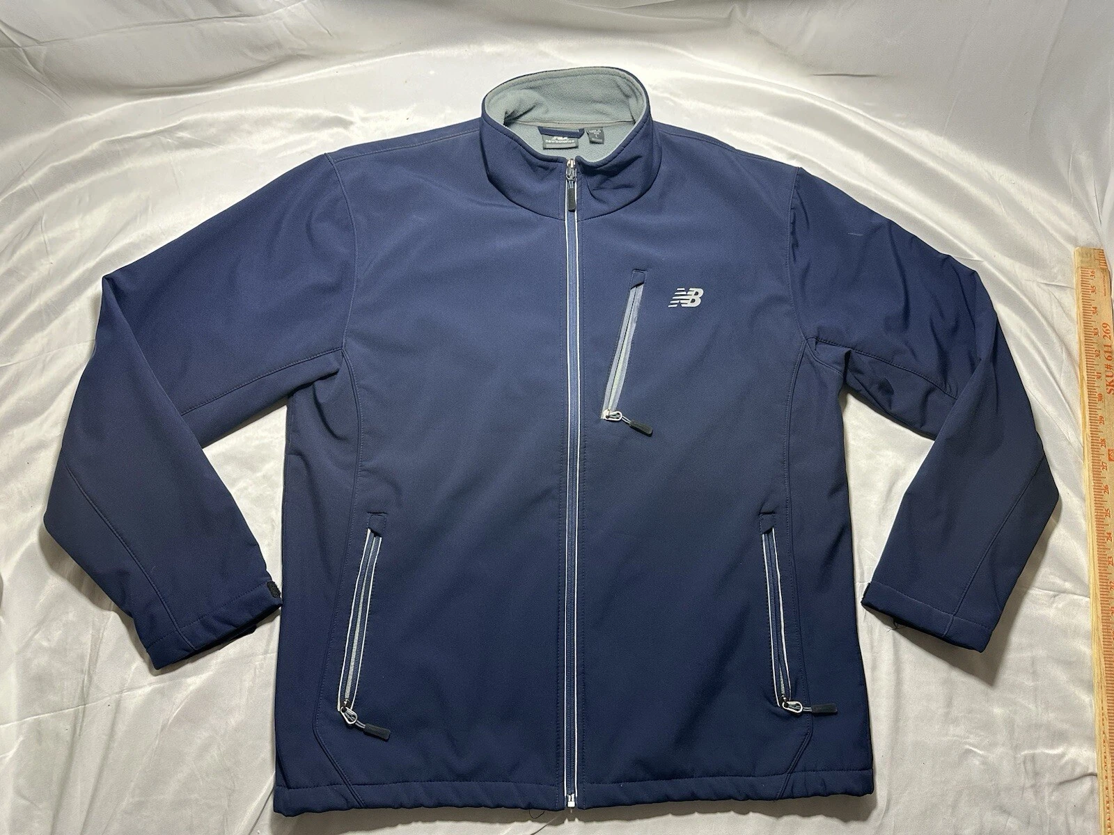 New Balance Fleece Lined Navy Blue Windbreaker Jacket Large