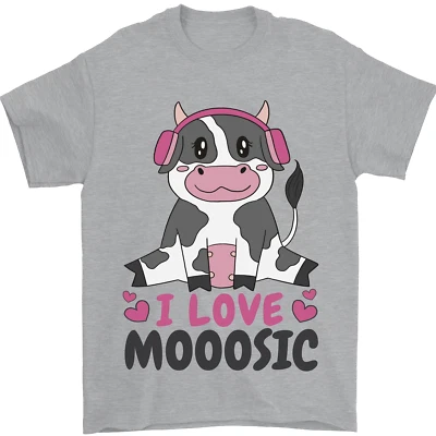 J'adore La Musique Drôle Vache DJ T-Shirt Pour Hommes 100% Coton - Photo 1/4