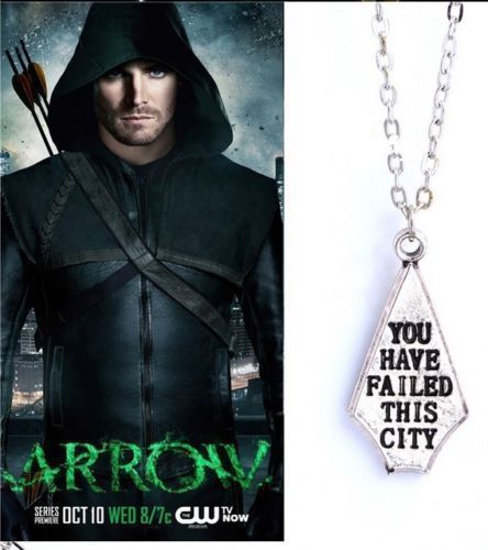 COLLANA ARROW OLIVER QUEEN YOU HAVE FAILED THIS CITY NECKLACE SERIE TV CIONDOLO - Foto 3 di 7