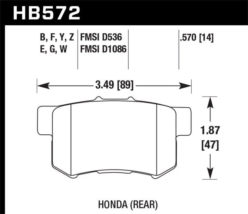 Pastillas de freno traseras Hawk HB572G.570 DTC-60 para Honda CR-V 2002-2011/elemento Foto 2 de 4