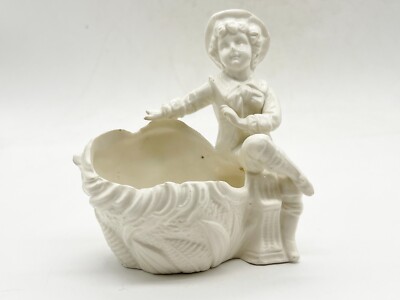 ANTIKE STAFFORDSHIRE MINTON DERBY WEISS MÄDCHEN AUF MUSCHEL SALZ ORNAMENT FIGUR