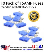 Premium 10 Pack 15 AMP Automotive ATO ATC Standard Blade Fuses 15A