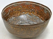 Antique Brass Big Round Bowl Original Old Hand Crafted Hammered