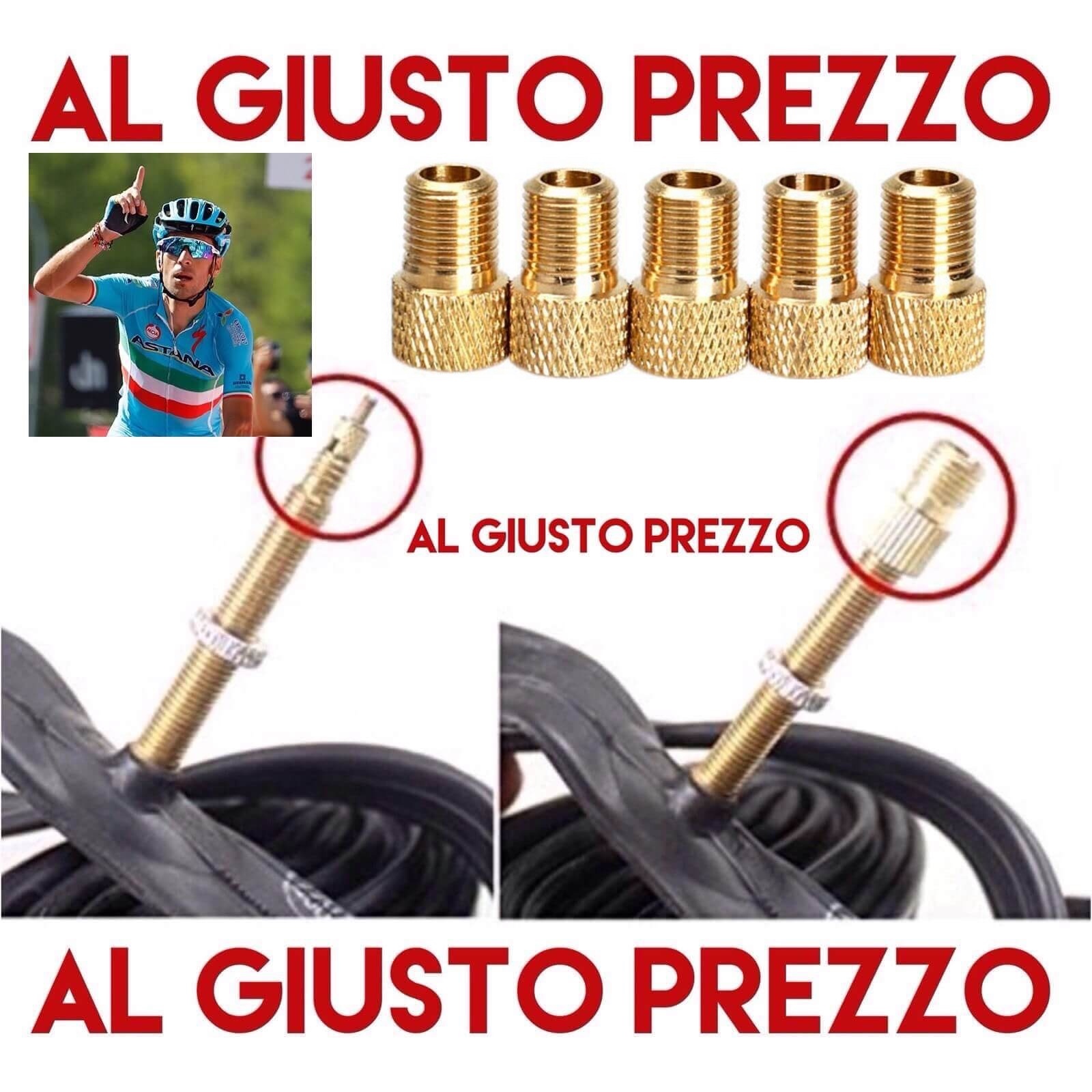 Kit 5 Riduttori Valvole per Bici Da Corsa e MTB. Gonfia con il Compressore