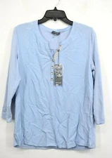 Basler Womens Button Placket Crew Neck Long Sleeve Comfort Fit Shirt Blouse 38