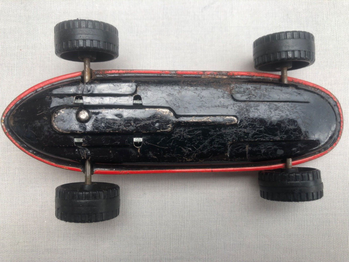 HA90年代USA製　JohnsonMotors SteveMcQueen Vintage Tinplate Friction Engined Racing Car #12 Shell STP Made In
