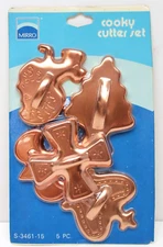 5pc RARE Vintage Mirro Cooky Cutter Set S-3461-15 Copper-Tone Finish USA NOS