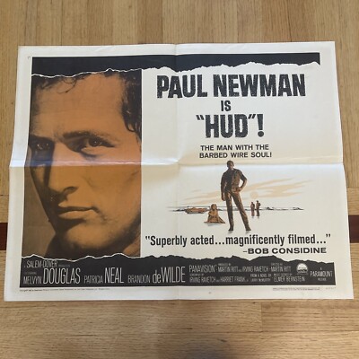 1963 Hud Movie Original Half Sheet Paul Newman