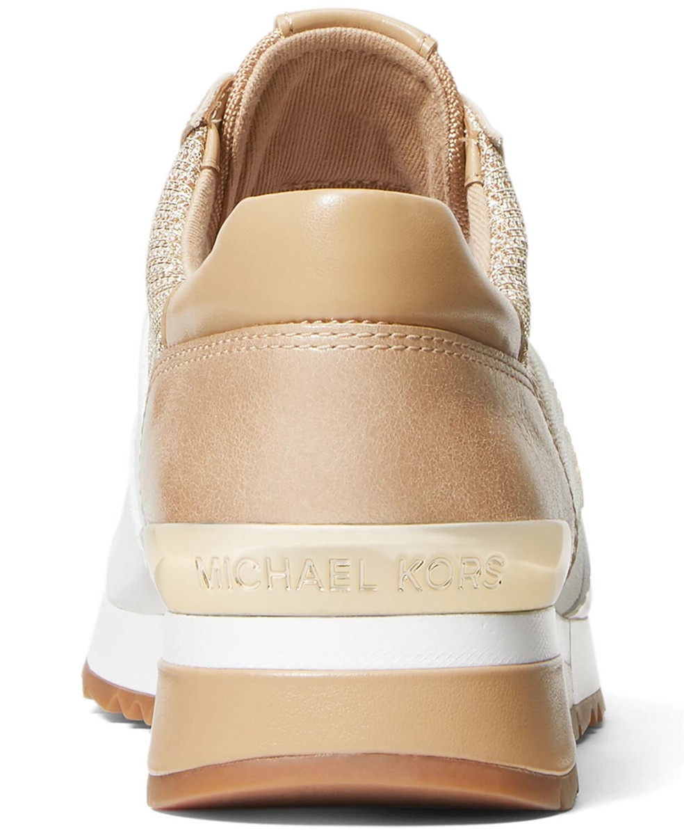 Michael KORS ALLIE WRAP WHITE Gold SPARKLY LOGO Sneakers US 11 I