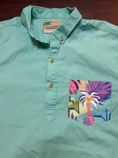 Chubbies 2XL Greetings From The Weekend Seafoam Green 90s Pocket Palm Tree Shirt
