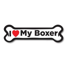 I Love My Boxer Dog Bone Car Magnet - 2x7 Dog Bone Auto Truck Decal Magnet