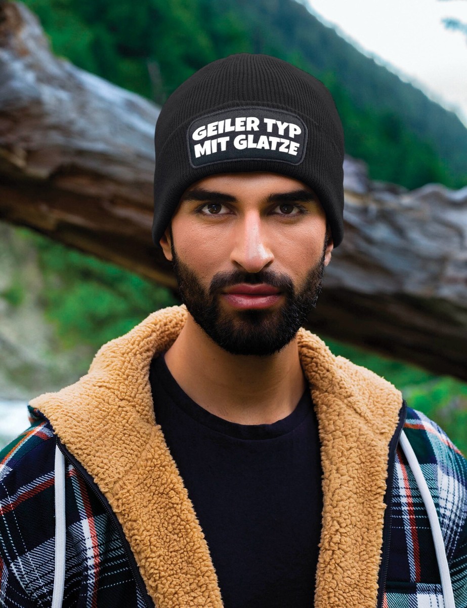 Herzbotschaft Beanie Mit Spruch - #geilertypmitglatze Weiche Wintermütze