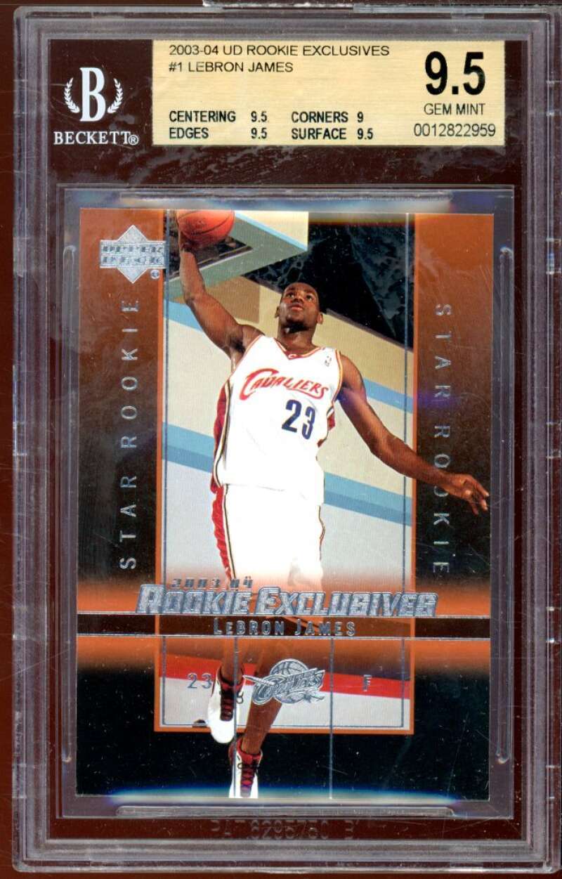 LeBron James Rookie Card 2003-04 UD Rookie Exclusives #1 BGS 9.5 (9.5 9 9.5 9.5)