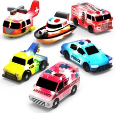 Tub Works Emergency Cars Light Up Bath Toys, 6 Pack Water-Activated Light Up