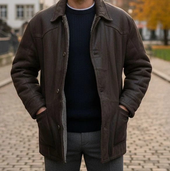 WERNER CHRIST Shearling Lambskin Jacket Coat Overcoat - Image 2 of 4