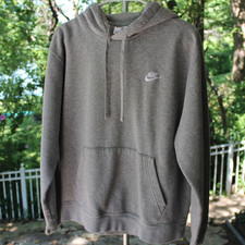 Nike Sportswear Club Fleece Men's Size L Pullover Hoodie - Gray Terry Pullover
