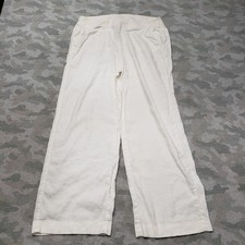 Chico's Pants Womens 2.5 White Pockets Pull On Linen Blend Wide Leg
