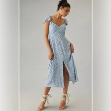 REFORMATION Baxley Floral Boho Chic Blue Dress Size 6