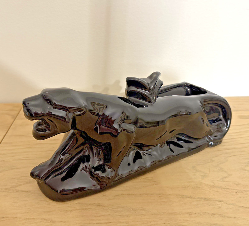 Art Deco MCM VTG Ceramic Black stalking Panther/ jaguar TV Console Lamp