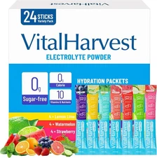 24 Sticks Electrolytes Powder Packets, 7 Flavors Hydration Packets Drink Mix