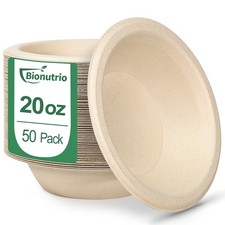 Disposable Paper Soup Bowls - 50 Pack Heavy Duty, Biodegradable Compostable...