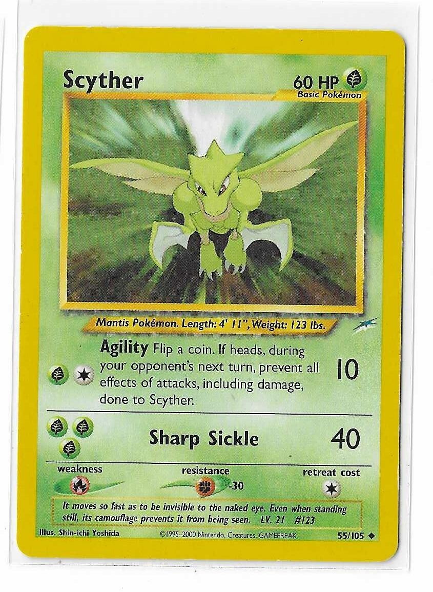 Scyther 55/105 Unlimited Neo Destiny WOTC Vintage Pokemon TCG Card LP