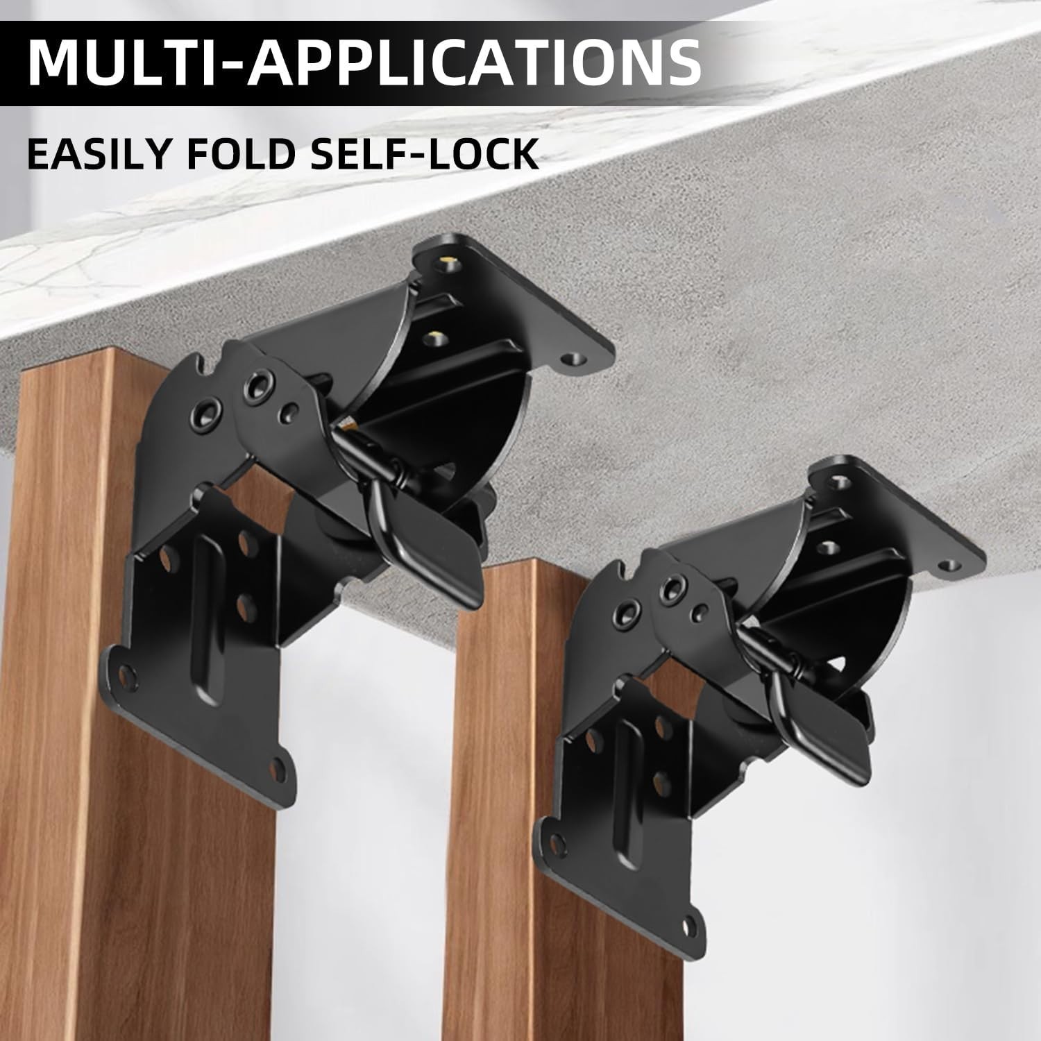 Folding Brackets 4 Pack, Heavy-Duty Self-Locking Hinges with Screws, Foldable L