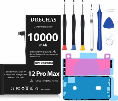 10000mAh Battery for iPhone 12 Pro Max 2025 Capacity 0 Cycle Li Polymer