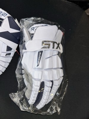 NEW Stx RZR2 Lacrosse Gloves NAVY BLUE MEDIUM Elite Level  $180 Retail 12  NWT
