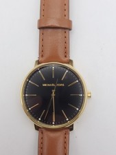 Michael Kors Pyper MK2747 Black Dial Gold Tone Brown Band New Battery Working