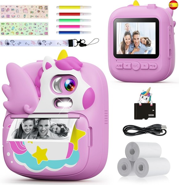 CAMCLID Camara Fotos Infantil Instantanea, 2,4 ?? HD 1080P Cámara Fotos