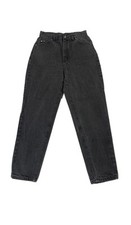 VTG Lee Black Denim Black Jeans Women's High Rise Mom Jeans Made in USA 14 Med